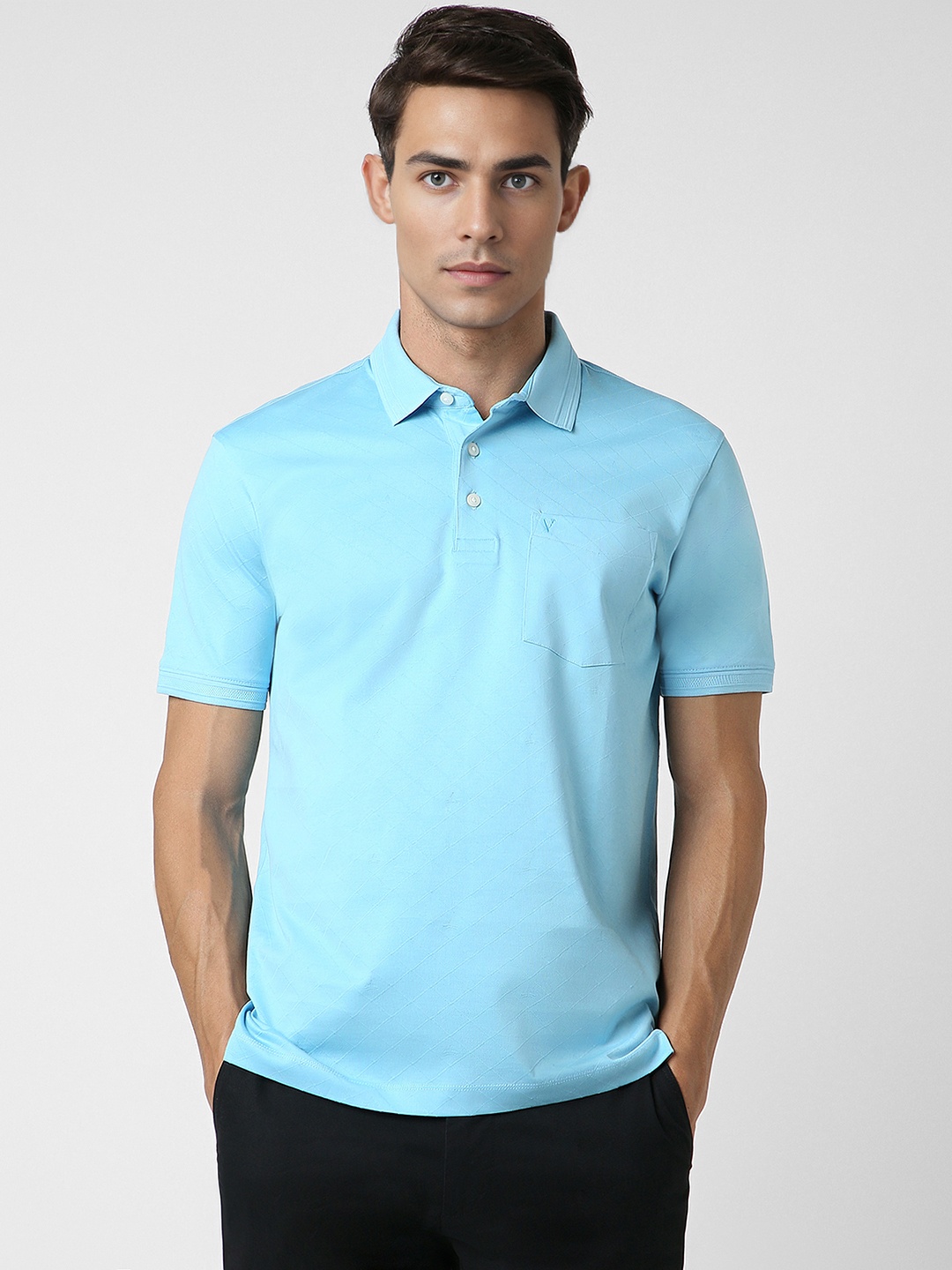 Van Heusen Sport Polo Collar Short Sleeves Cotton T-shirt, Blue