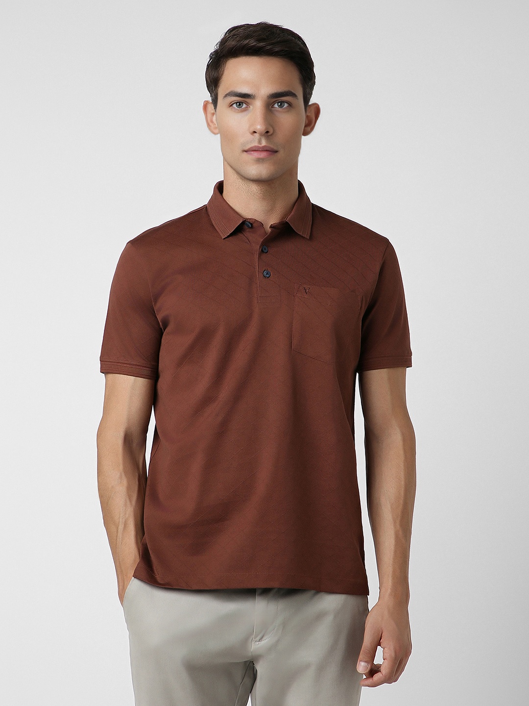 

Van Heusen Sport Polo Collar Short Sleeves Cotton T-shirt, Brown