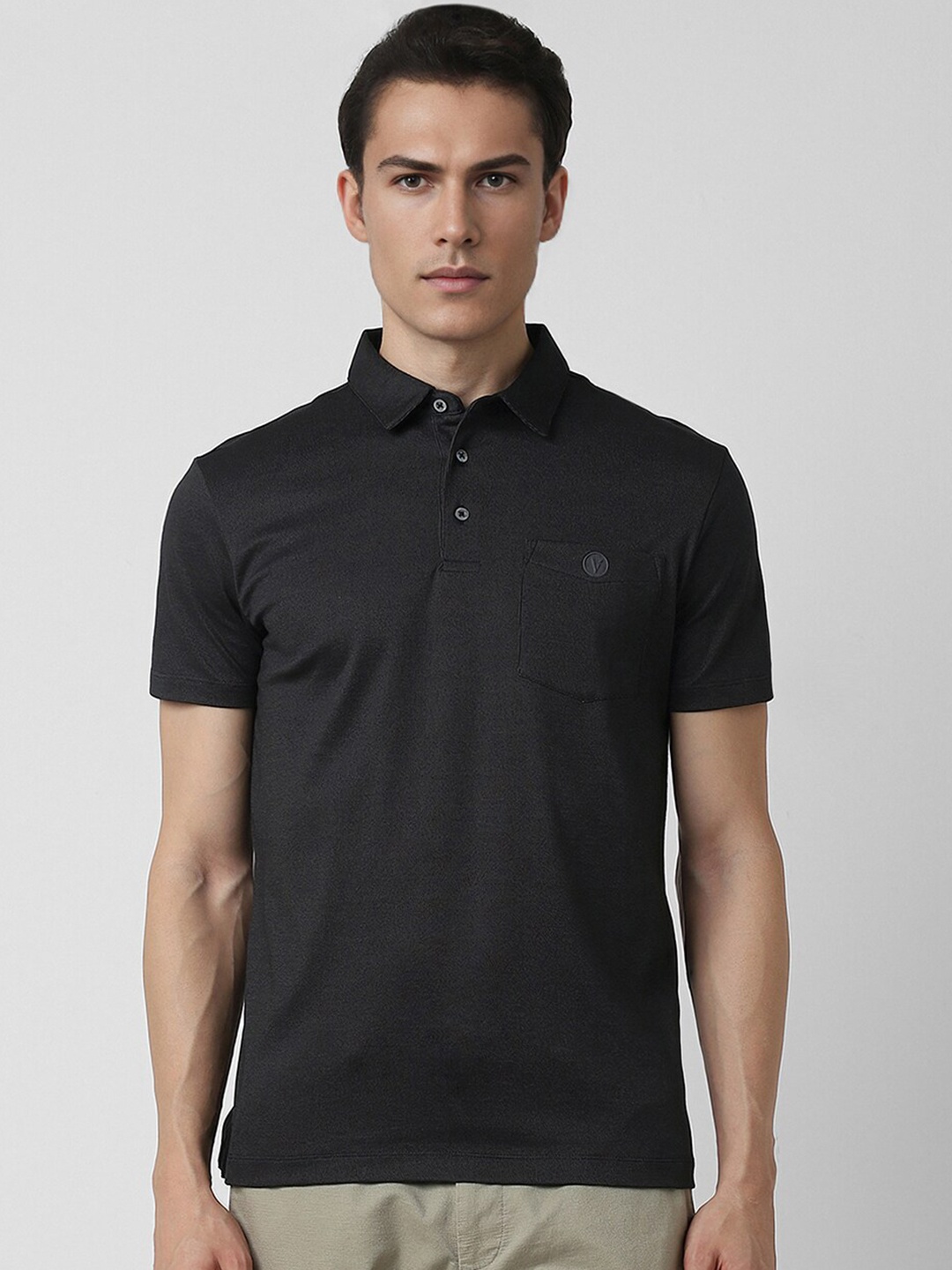 

Van Heusen Sport Polo Collar Pockets cotton T-shirt, Black
