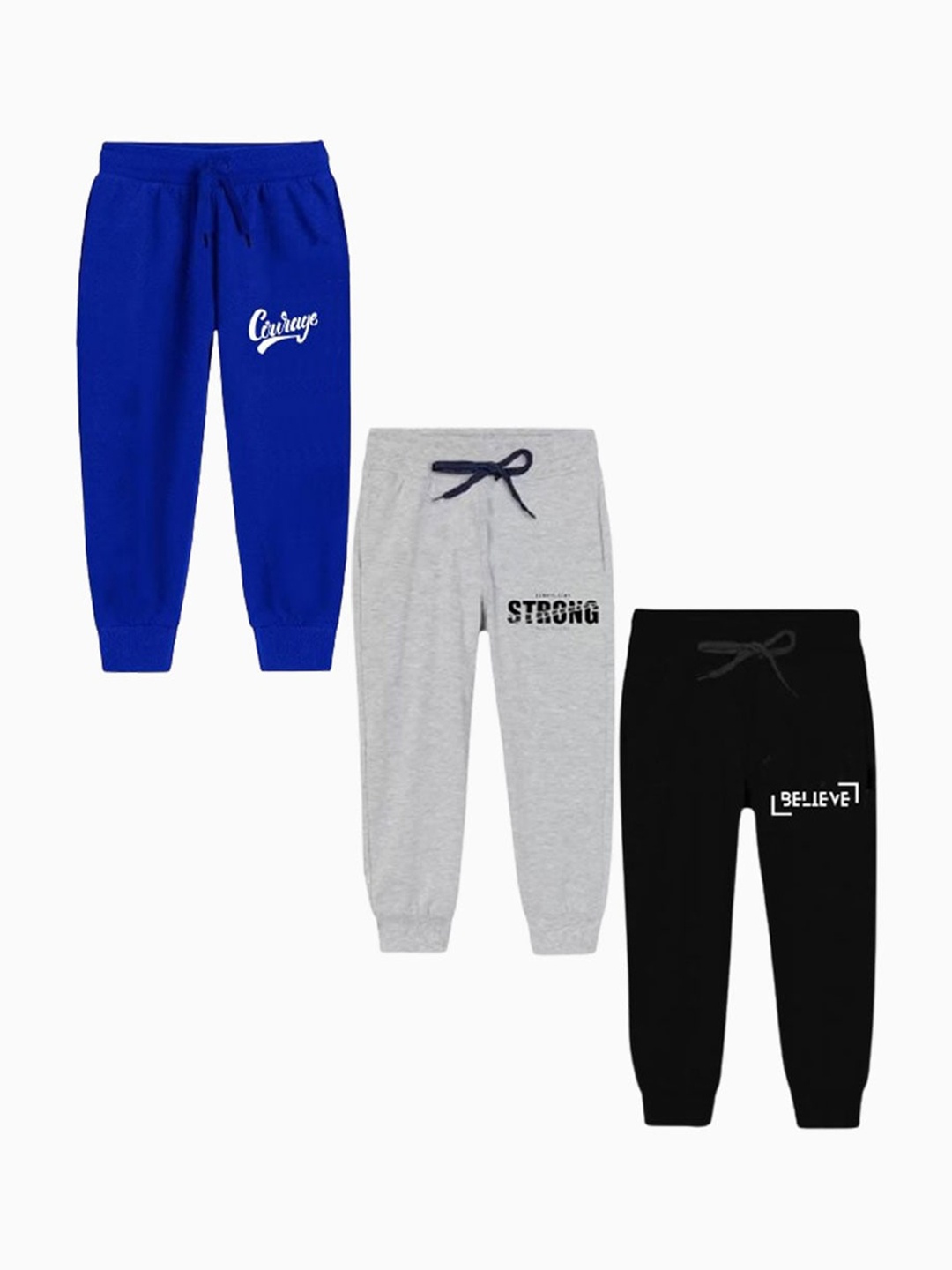

BAESD Boys Pack Of 3 Printed Pure Cotton Joggers, Blue