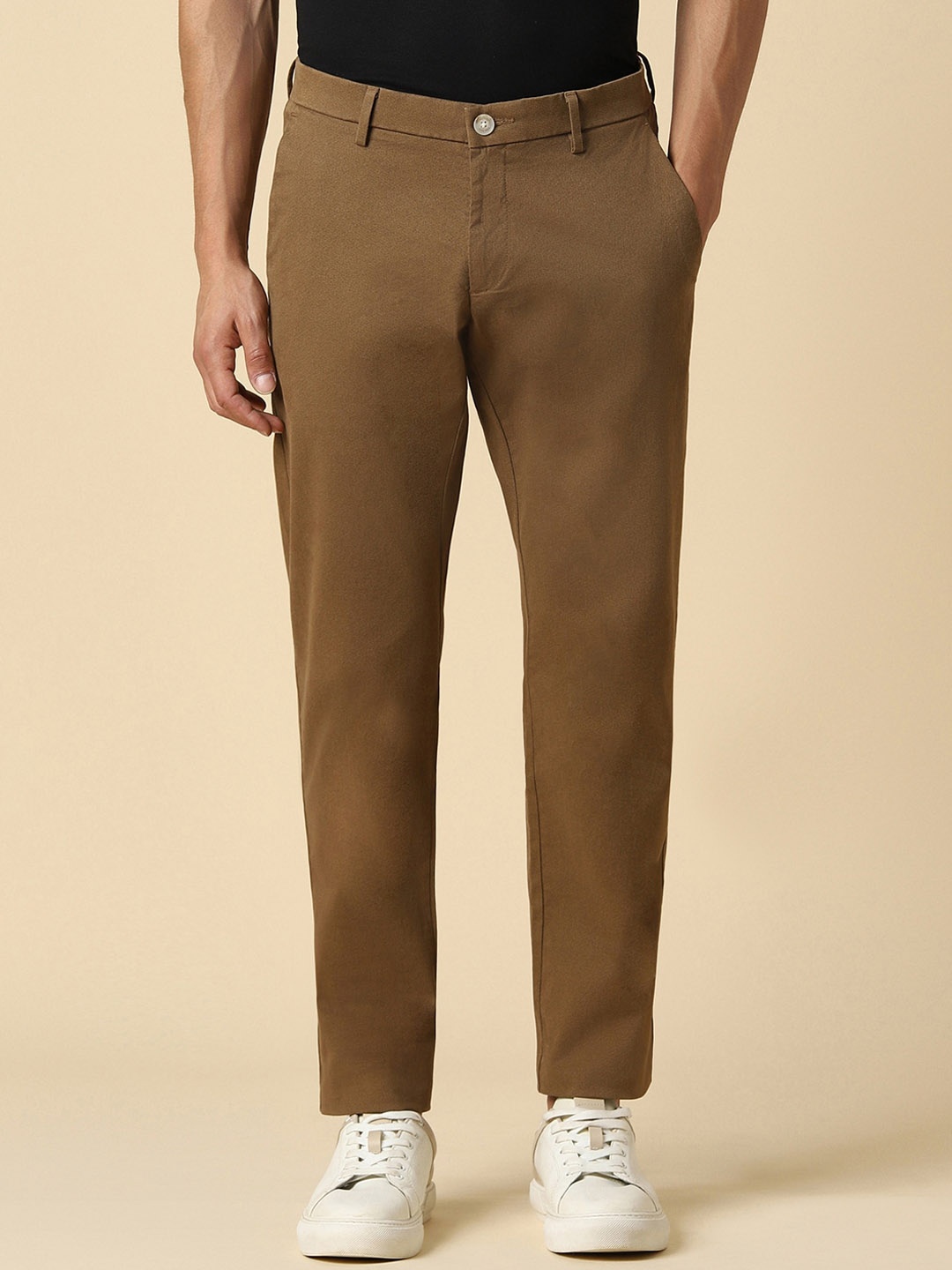 

Allen Solly Men Slim Fit Mid-Rise Chinos Trousers, Brown