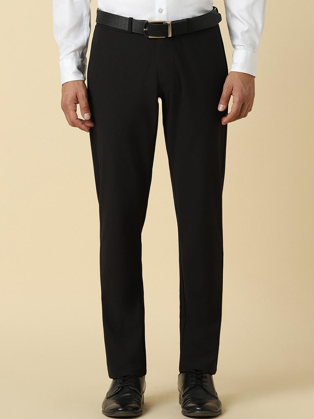 

Allen Solly Men Slim Fit Mid-Rise Formal Trousers, Black