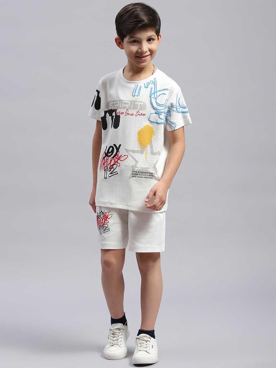 

Monte Carlo Boys Printed T-shirt with Shorts, White