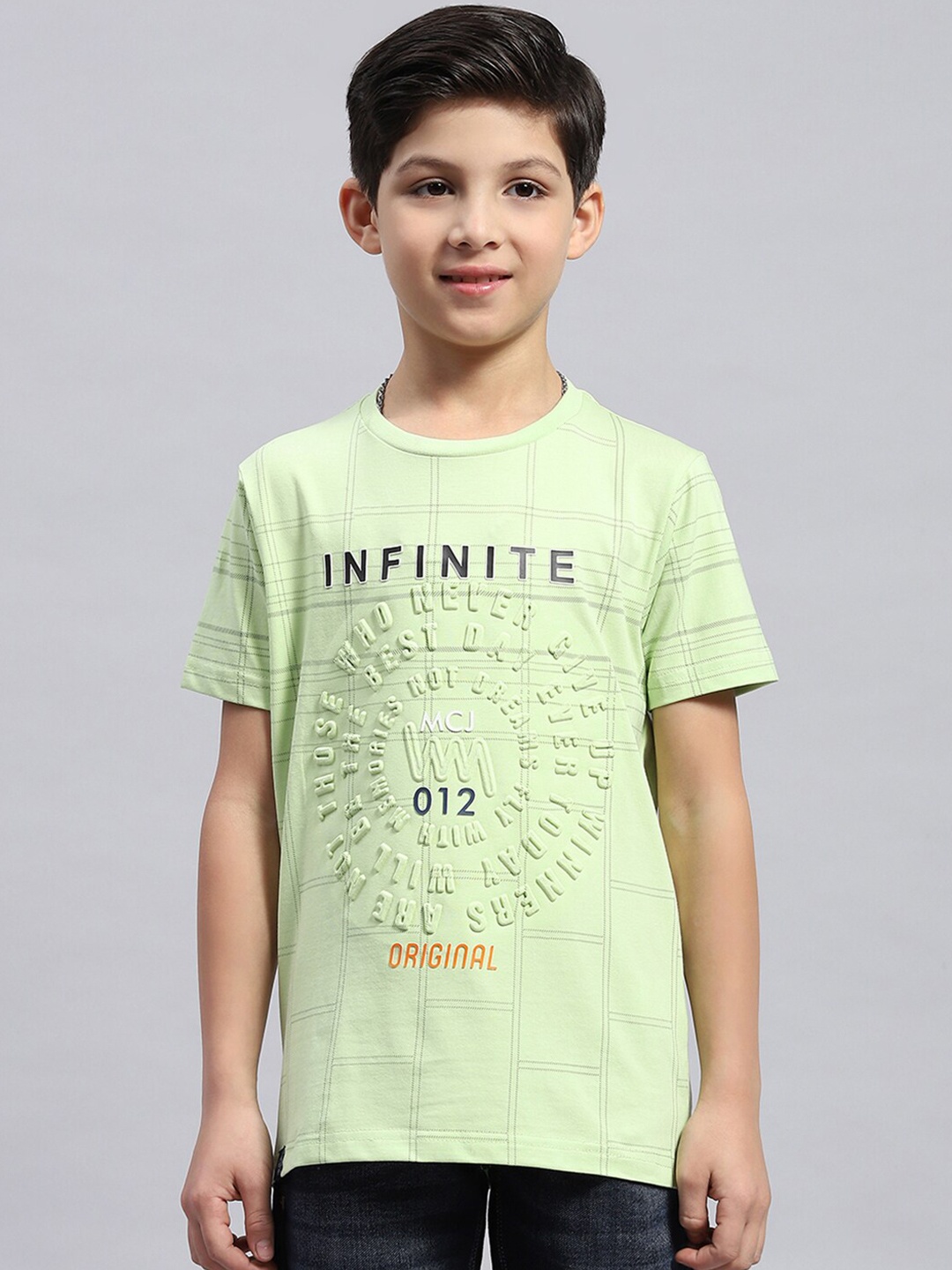 

Monte Carlo Boys Typography Printed Round Neck T-shirt, Lime green