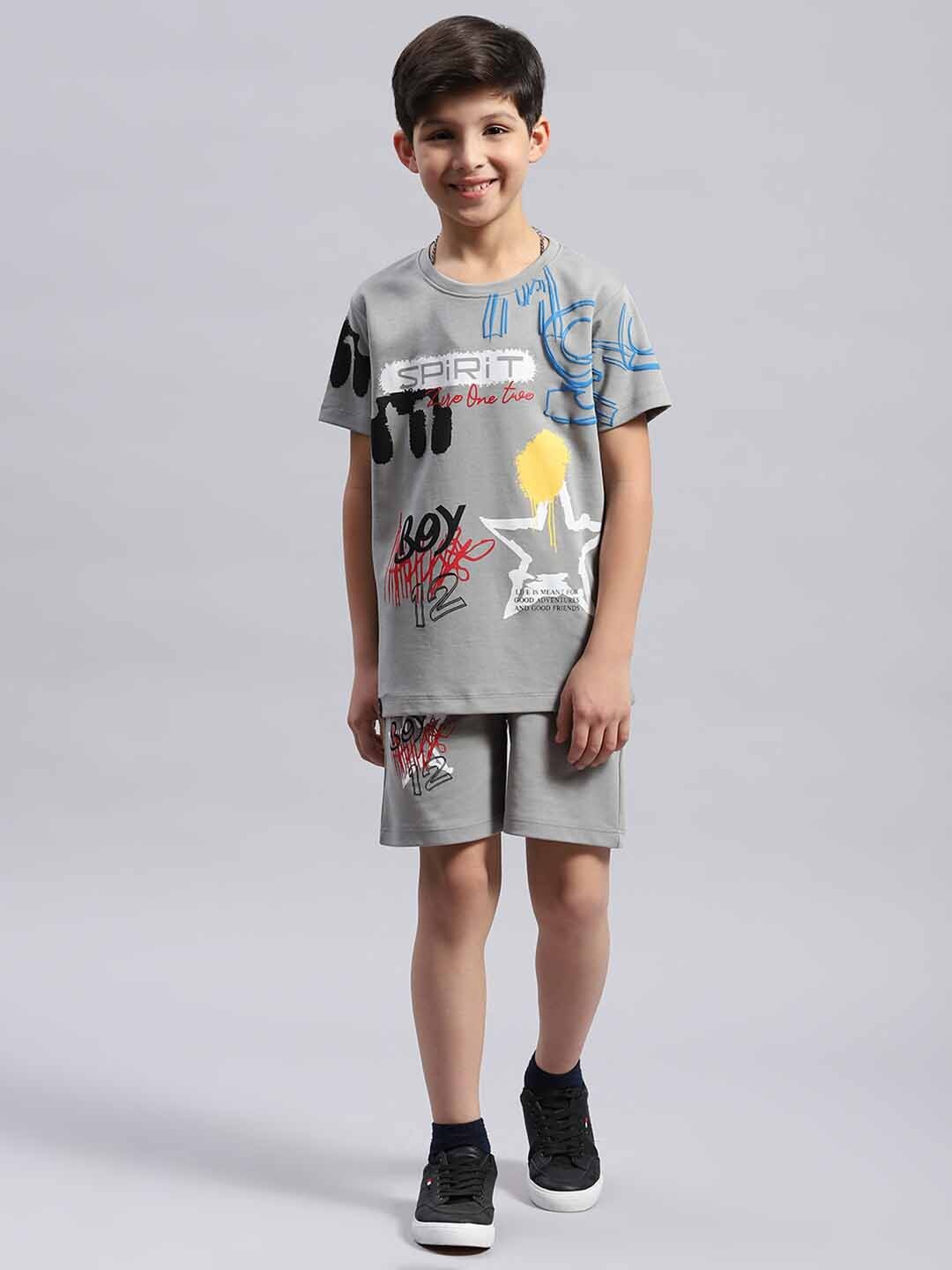 

Monte Carlo Boys Printed T-shirt with Shorts, Grey