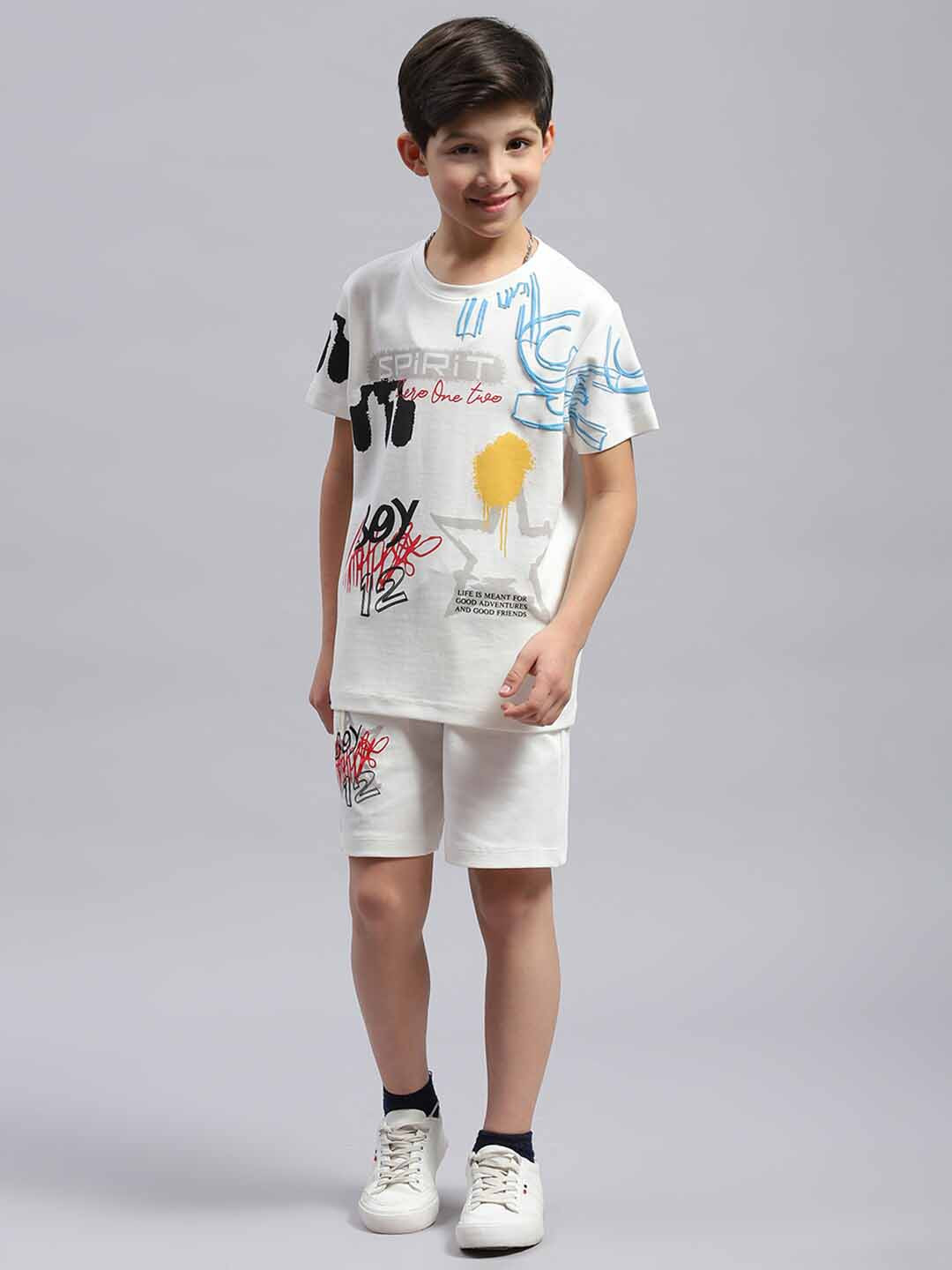 

Monte Carlo Boys Printed T-shirt with Shorts, White