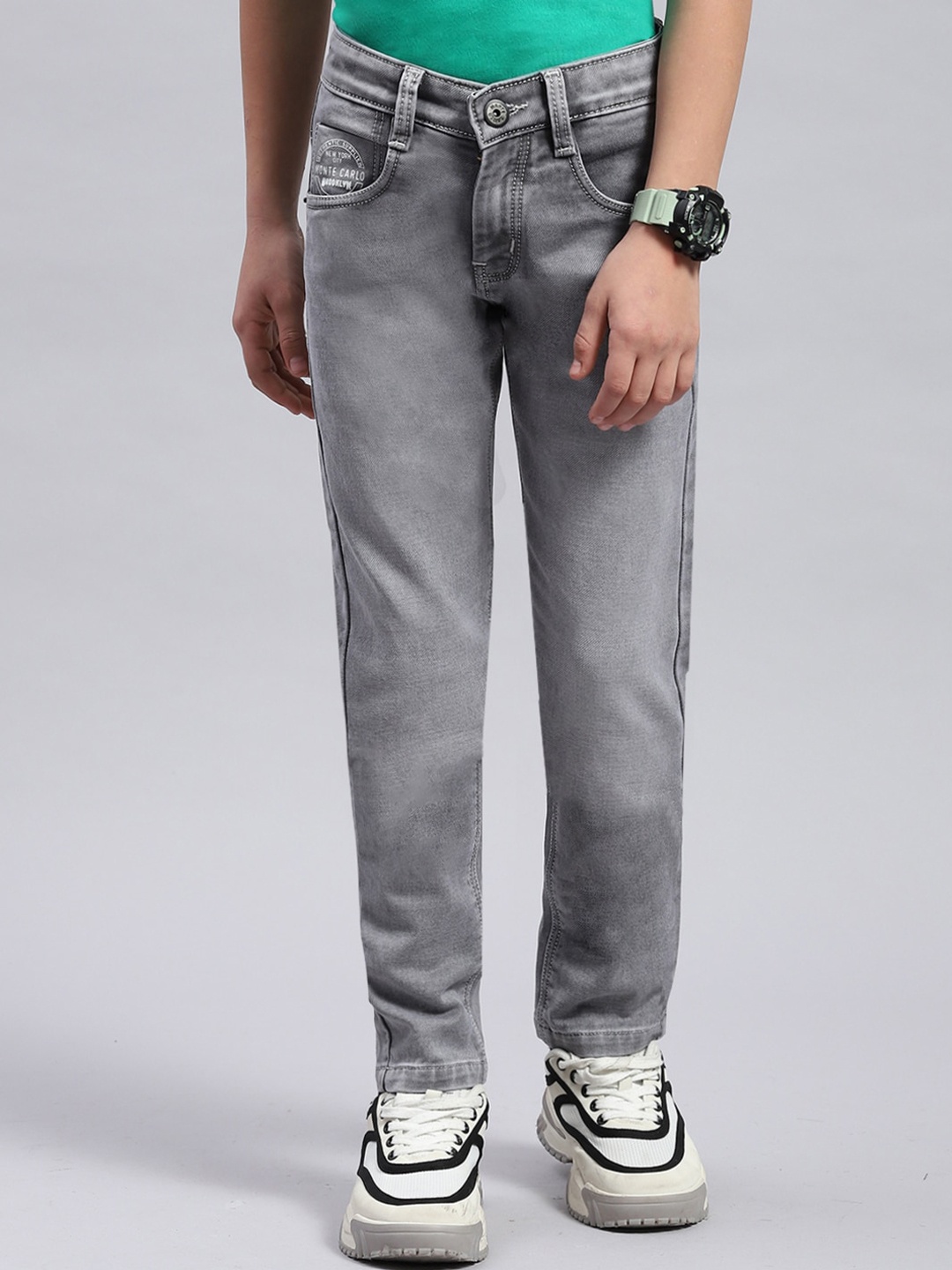 

Monte Carlo Boys Heavy Fade Clean Look Jeans, Grey