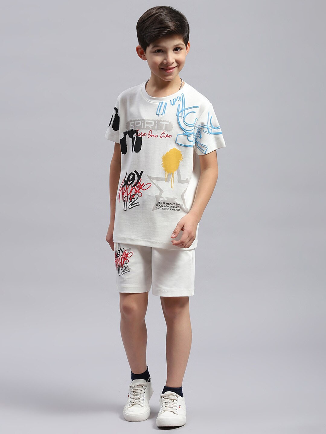 

Monte Carlo Boys Printed T-shirt with Shorts, White