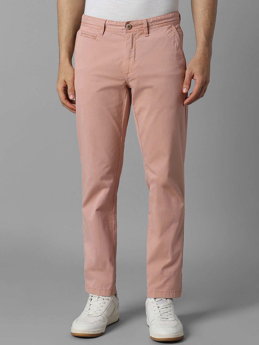 

Louis Philippe Sport Men Tapered Fit Mid-Rise Cotton Chinos Trousers, Pink