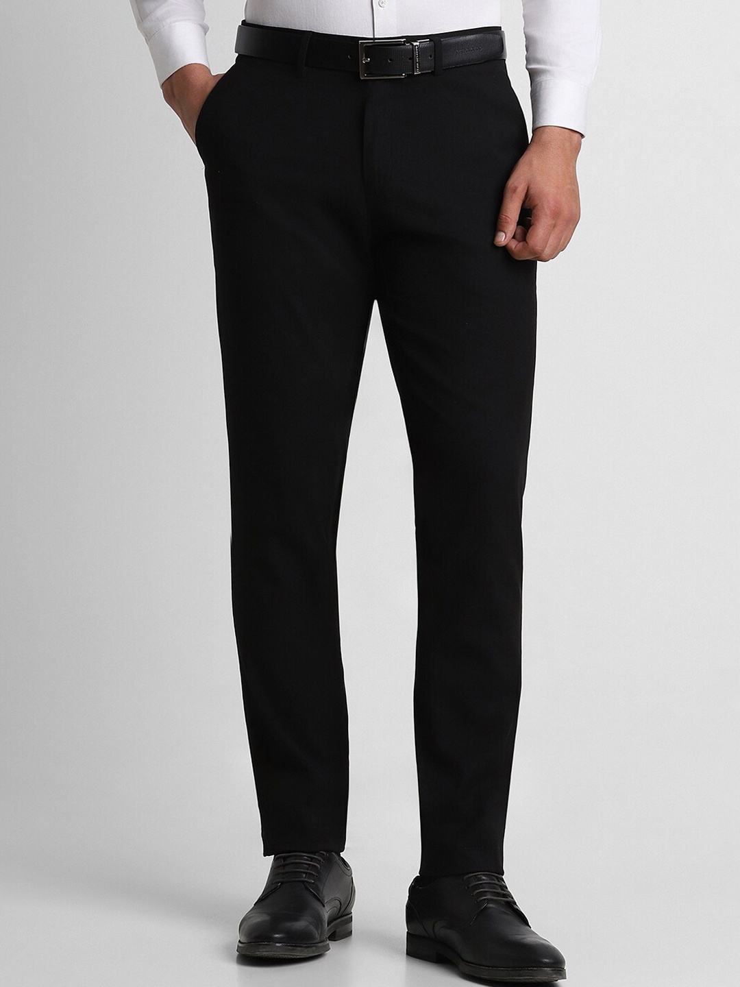 

Peter England Elite Men Slim Fit Mid-Rise Formal Trousers, Black