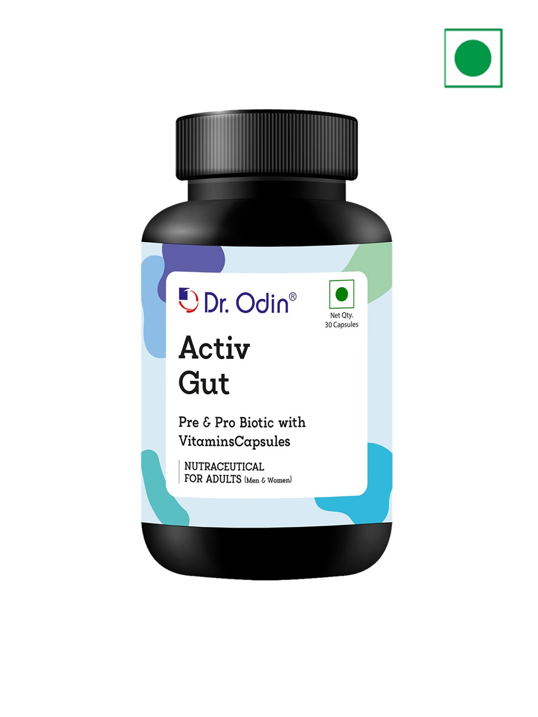 

Dr. Odin Active Gut Pre & Pro Biotic with Vitamins Capsules- 30 Capsules, Black