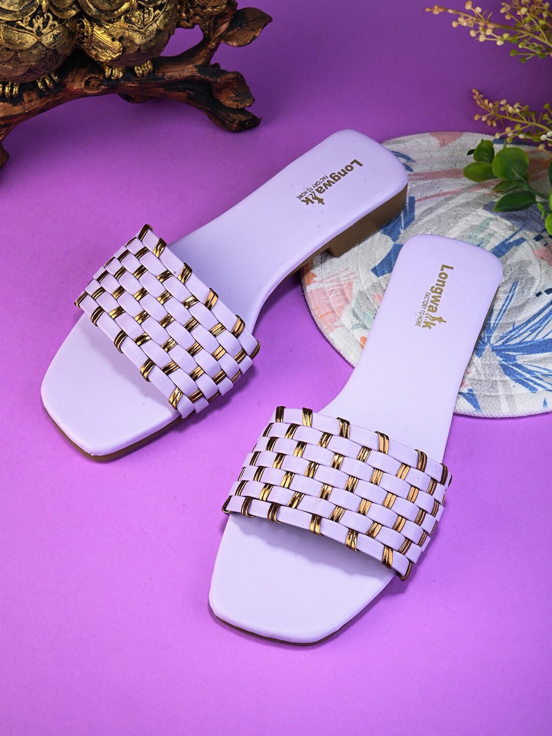 

Longwalk Textured Open Toe Flats, Lavender