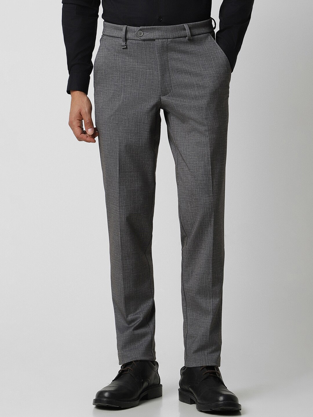 

Van Heusen Men Textured Slim Fit Formal Trouser, Grey
