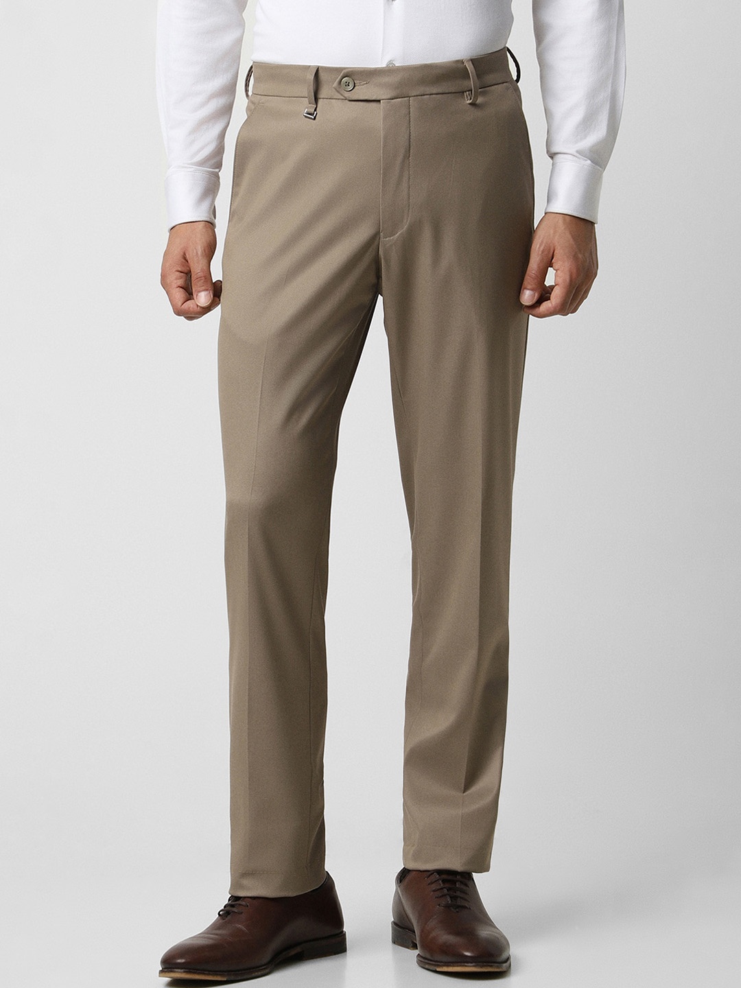 

Van Heusen Men Mid-Rise Slim Fit Formal Trousers, Brown