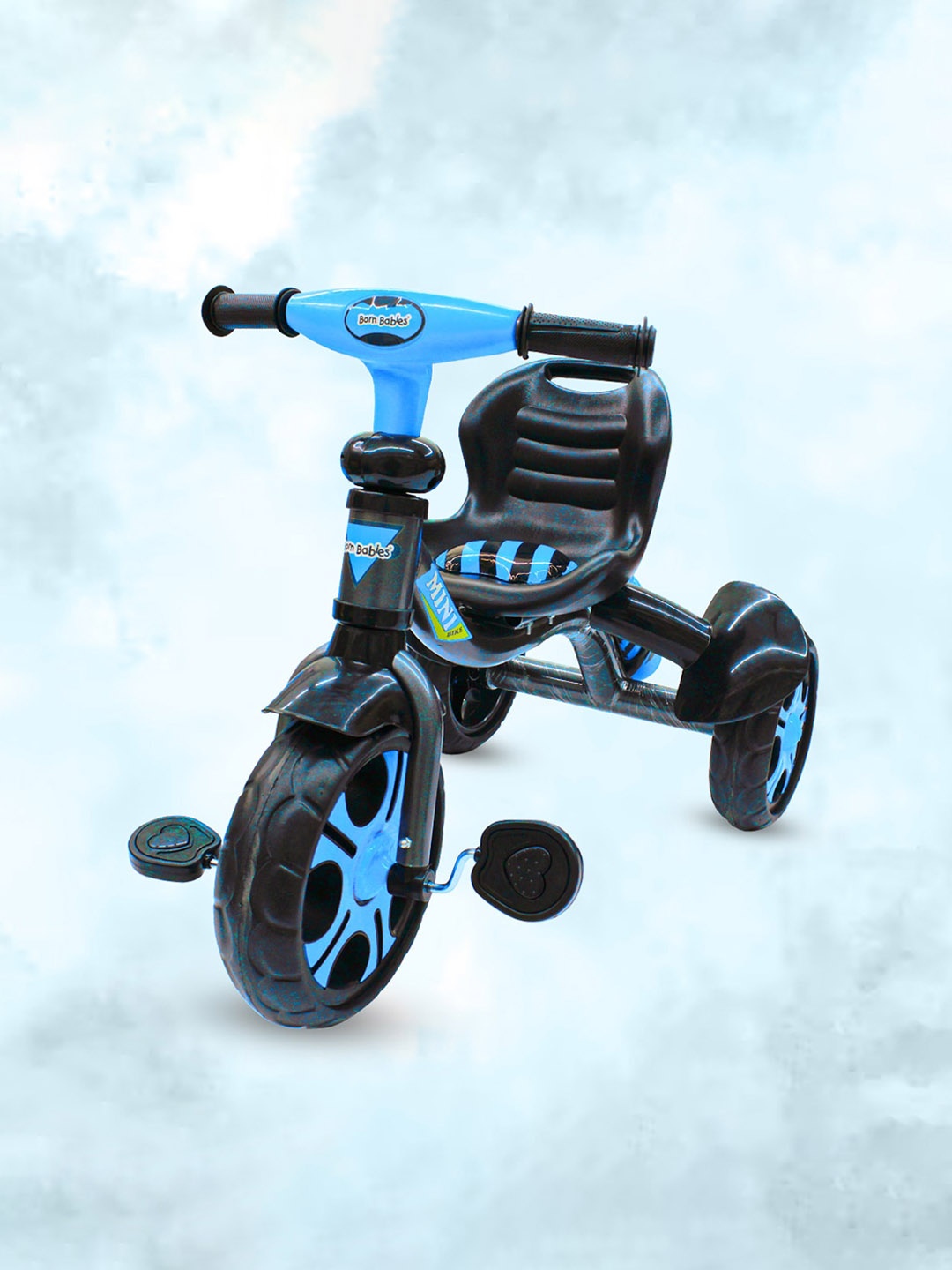 

Born Babies Kids Tricycle With Cushioned Seat, Safety Belt ,Water Holder & Water Bottle, Blue