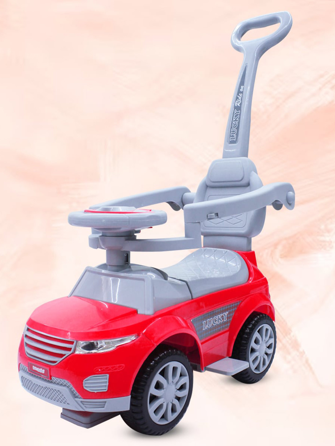 

Born Babies Musical Ride Push Car With Parental Handle & Protective Arm Rest, Red