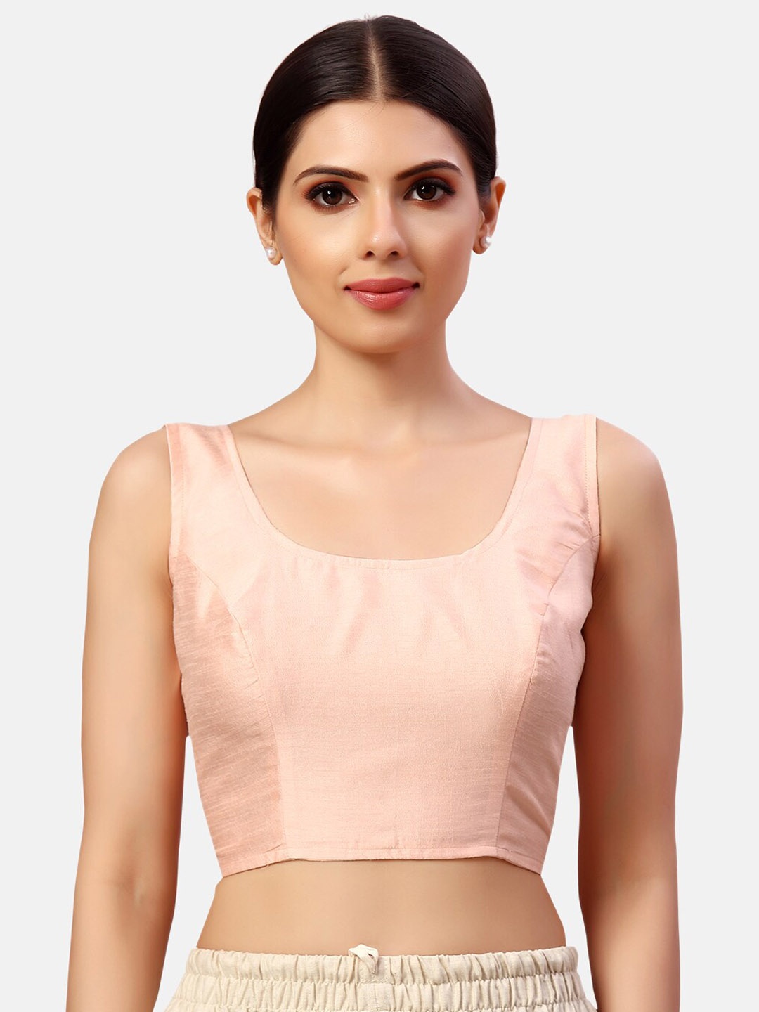 

Studio Shringaar Sleeveless Readymade Saree Blouse, Peach
