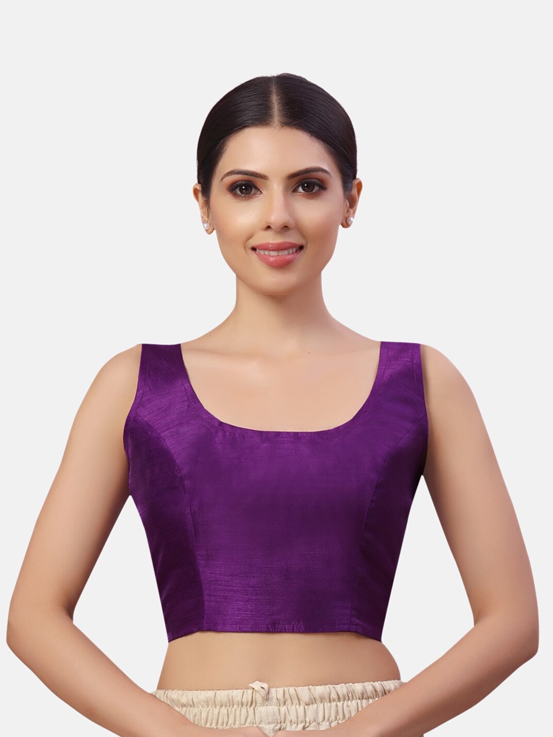 

Studio Shringaar Sleeveless Readymade Saree Blouse, Purple