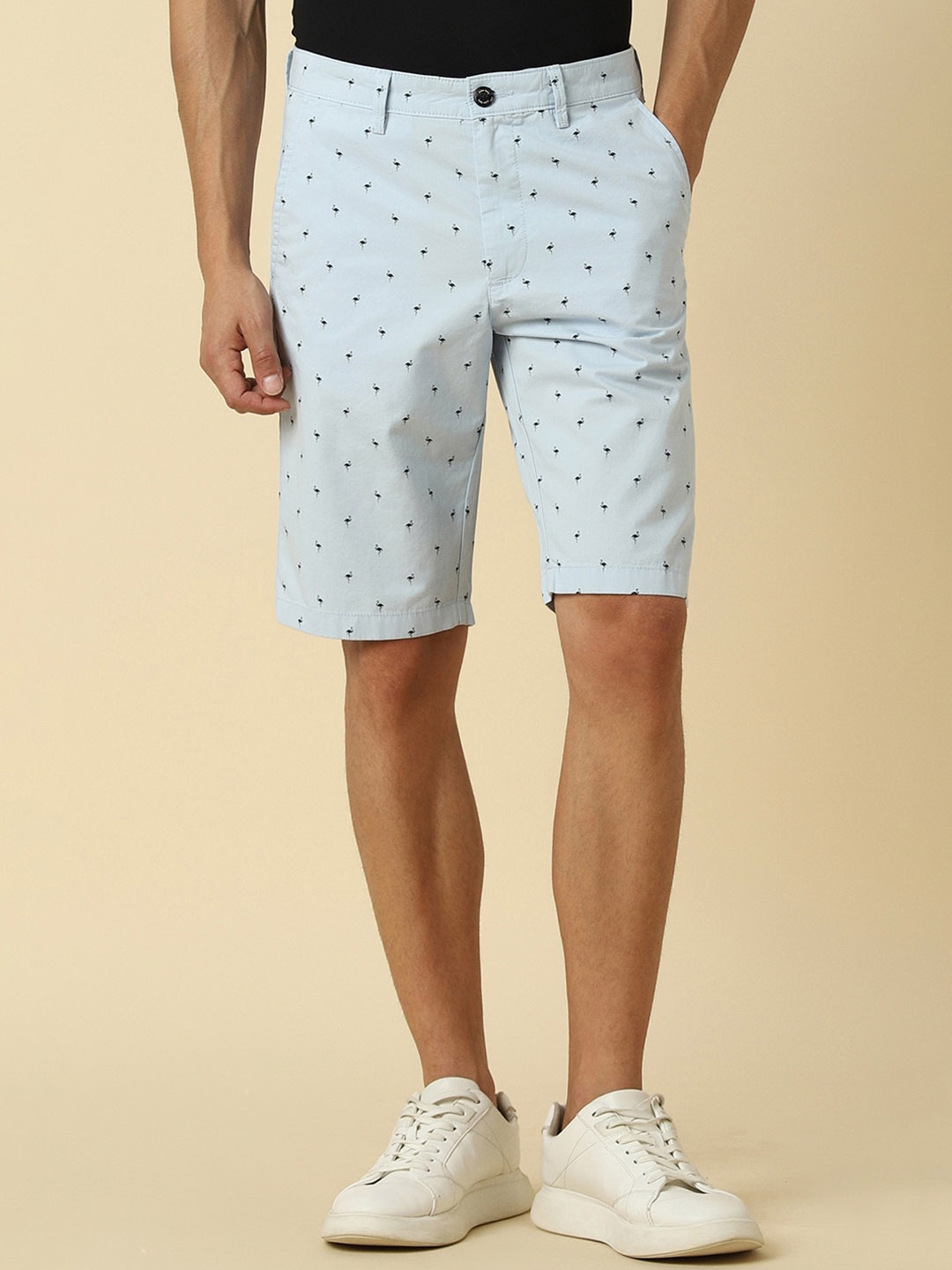 

Allen Solly Men Micro or Ditsy Printed Slim Fit Pure Cotton Shorts, Blue