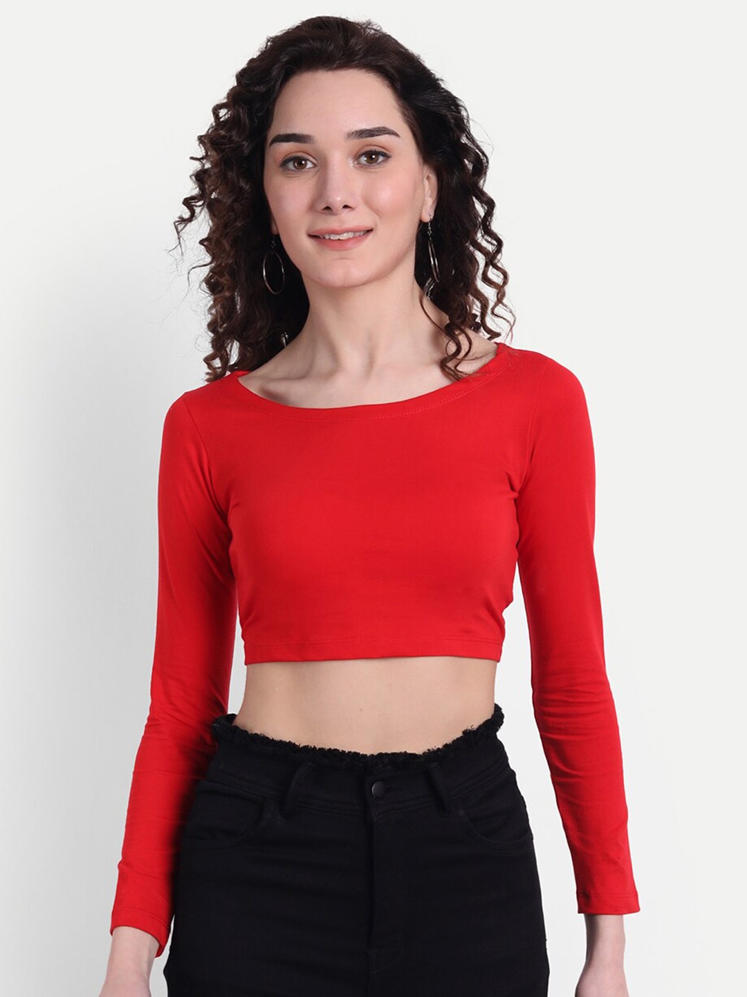 

COLOR CAPITAL Pack of 10 Round Neck Crop Tops, Red