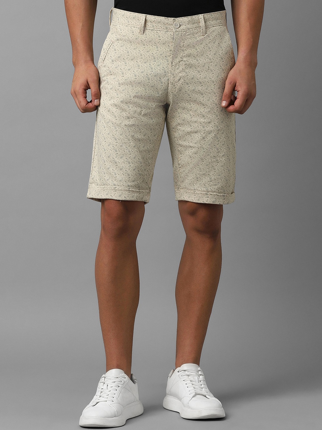 

Louis Philippe Sport Men Abstract Printed Slim Fit Shorts, Beige