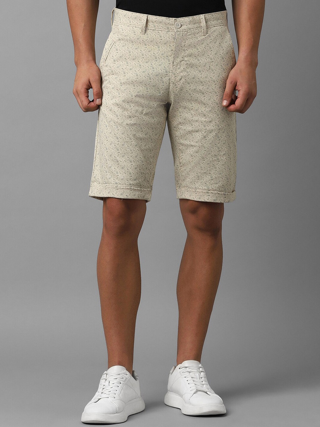 

Louis Philippe Sport Men Abstract Printed Slim Fit Shorts, Beige