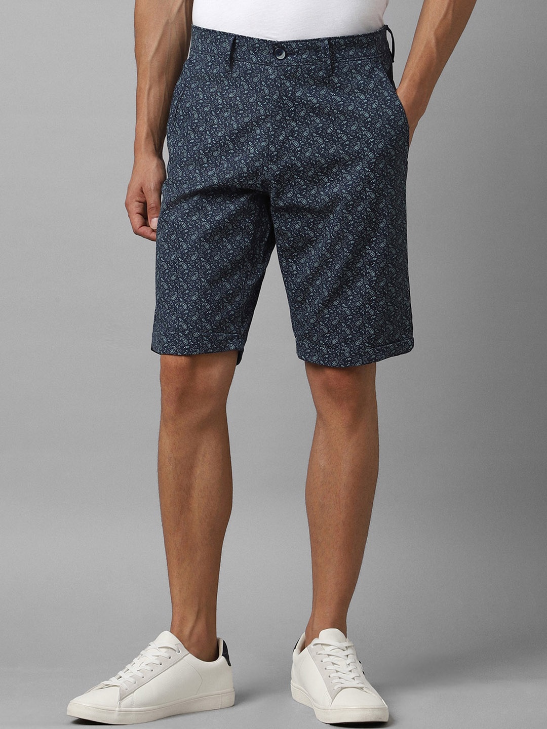 

Louis Philippe Sport Men Abstract Printed Slim Fit Shorts, Navy blue