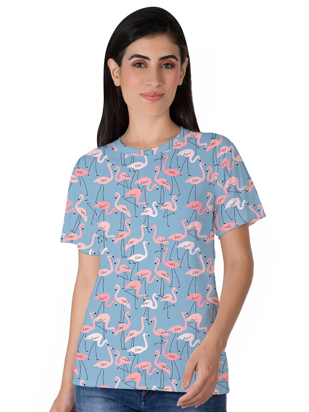

BAESD Women Printed Pockets T-shirt, Blue