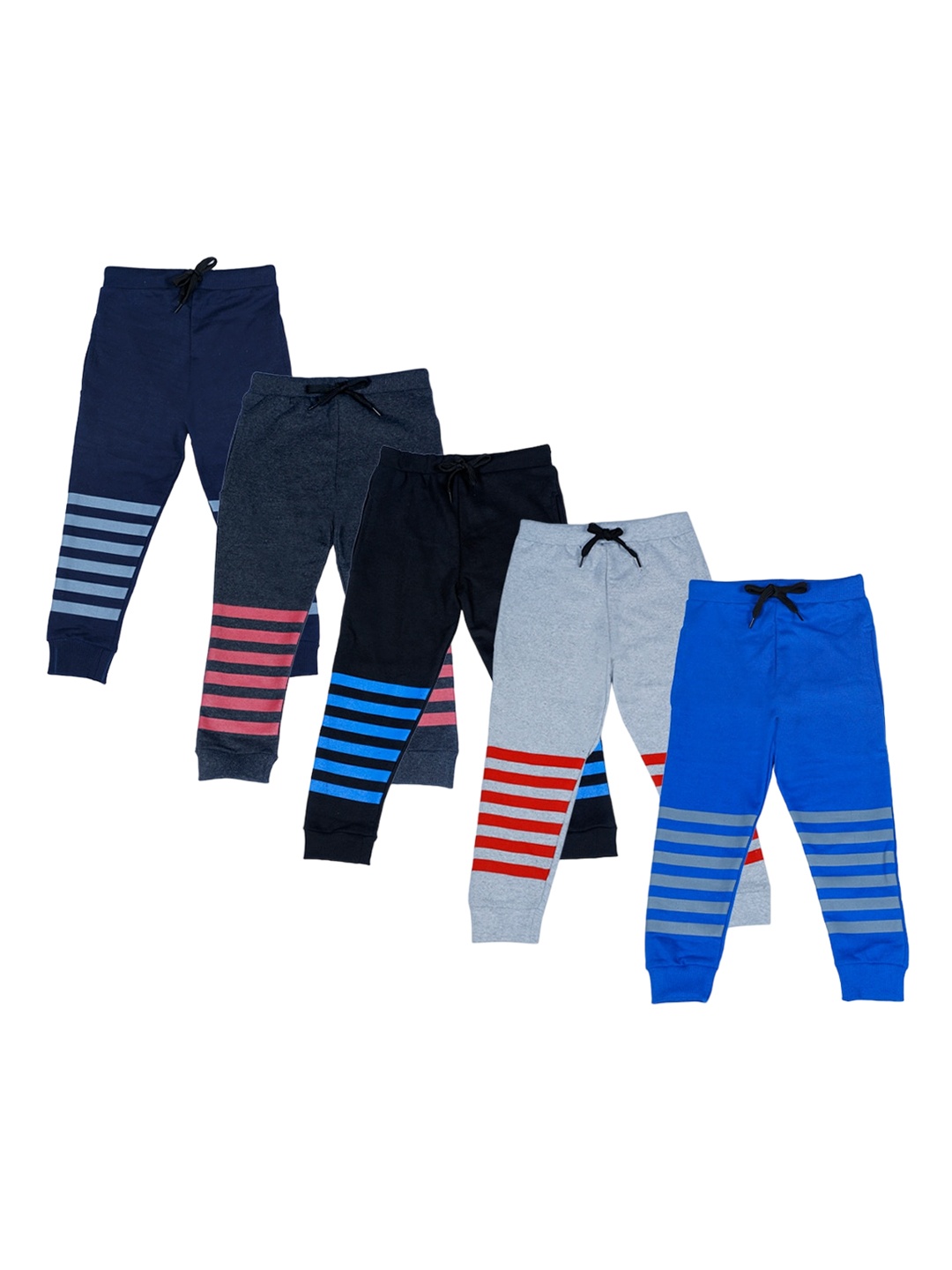 

BAESD Boys Pack Of 5 Cotton Printed Mid Rise Joggers, Grey