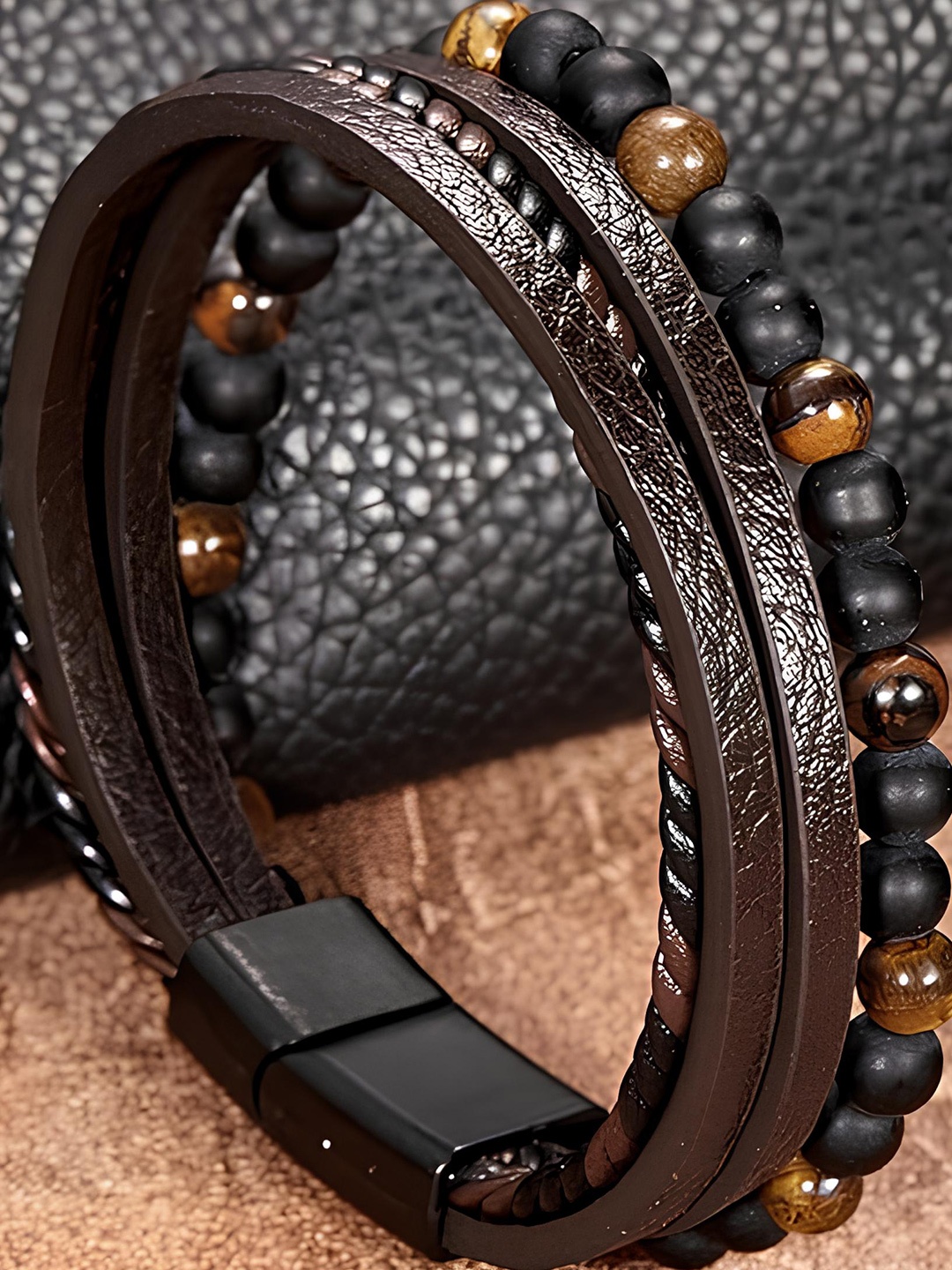 

KARISHMA KREATIONS Unisex Leather Wraparound Bracelet, Black