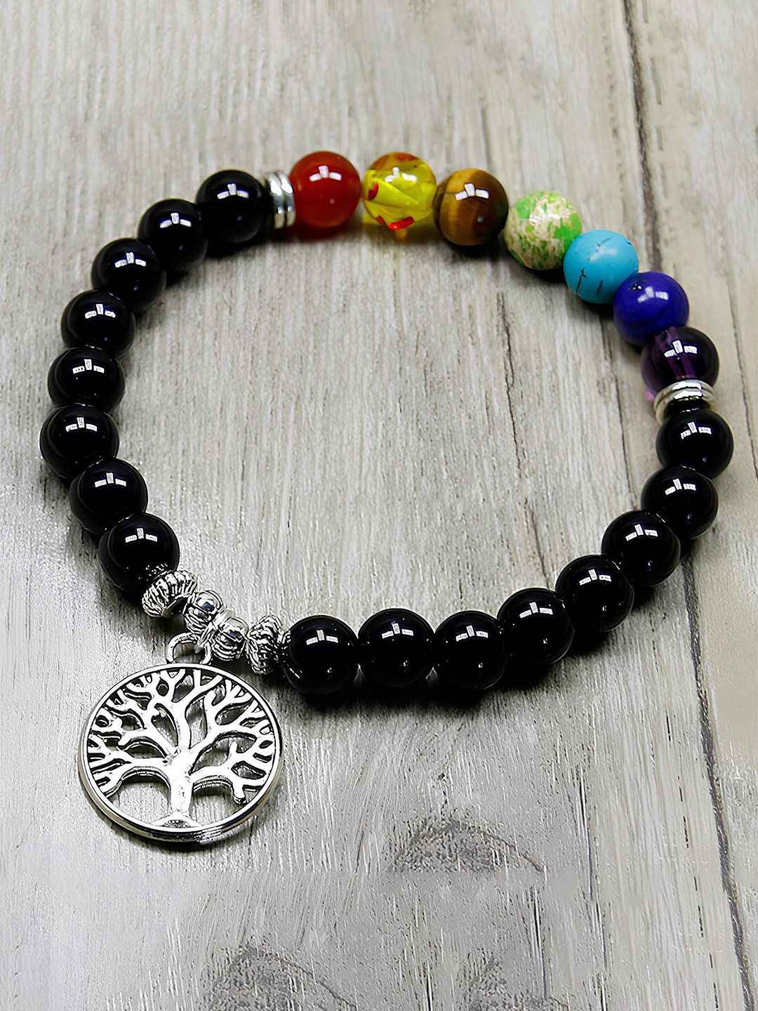 

KARISHMA KREATIONS Unisex Artificial Beads-Beaded Elasticated Bracelet, Black