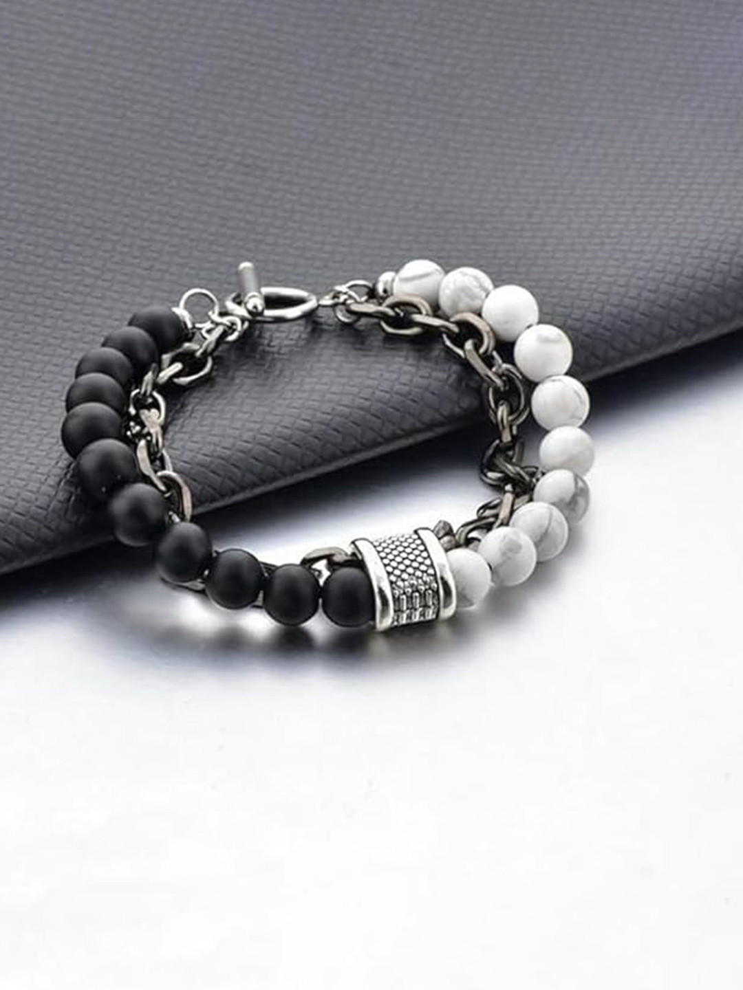

MEENAZ Men Oxidised Silver-Plated Multistrand Bracelet