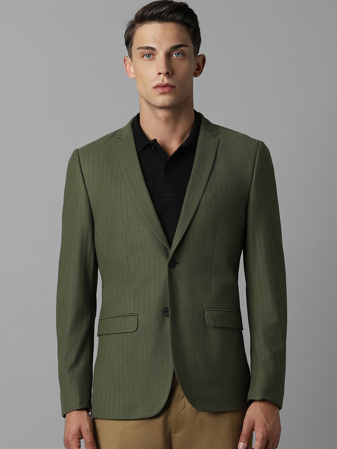 

Louis Philippe Sport Slim Fit Pure Cotton Single Breasted Blazer, Olive