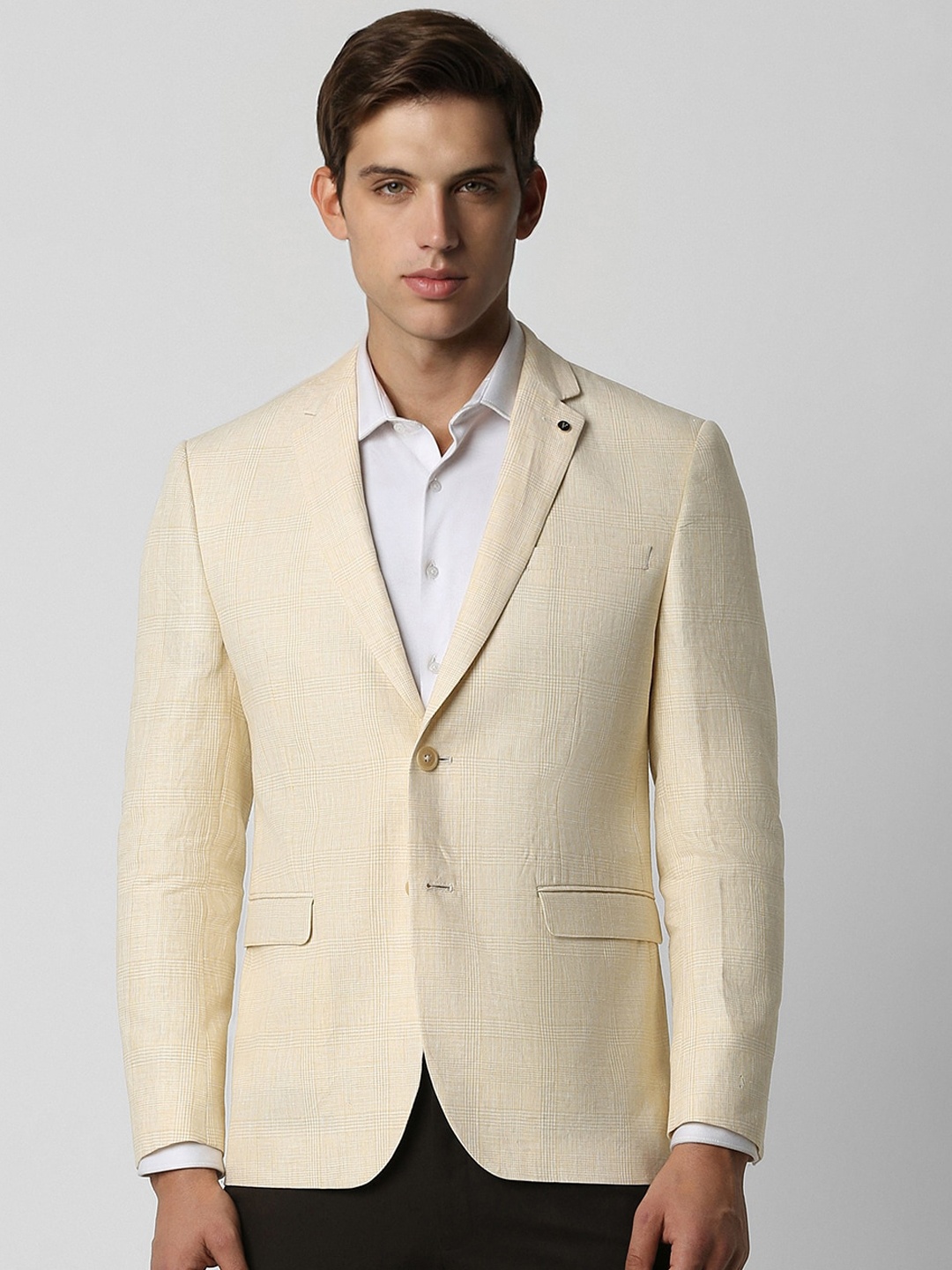 

Van Heusen Slim Fit Textured Single Breasted Pure Linen Blazer, Beige