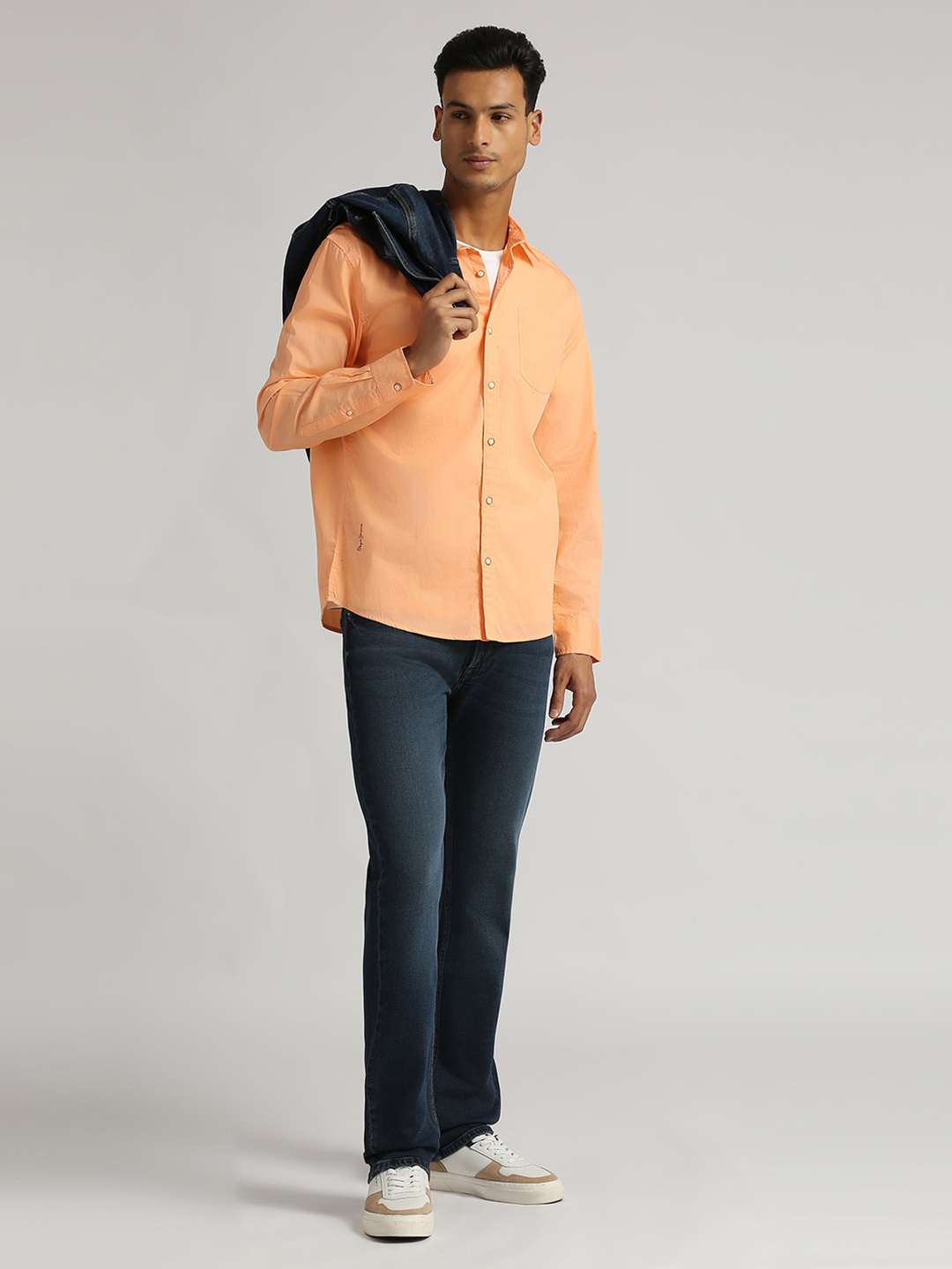 

Pepe Jeans Spread Collar Cotton Casual Shirt, Orange
