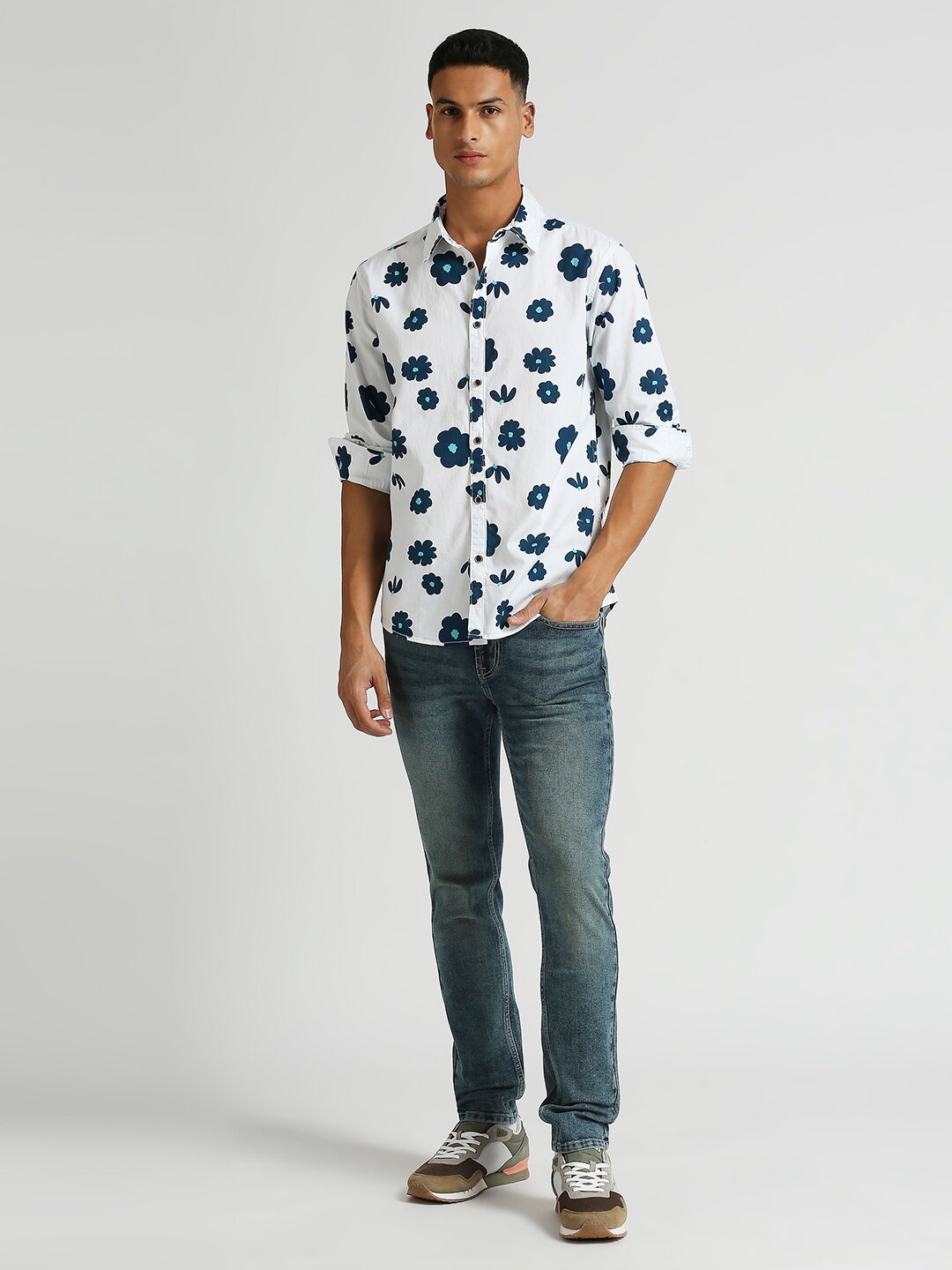 

Pepe Jeans Floral Printed Cotton Casual Shirt, White