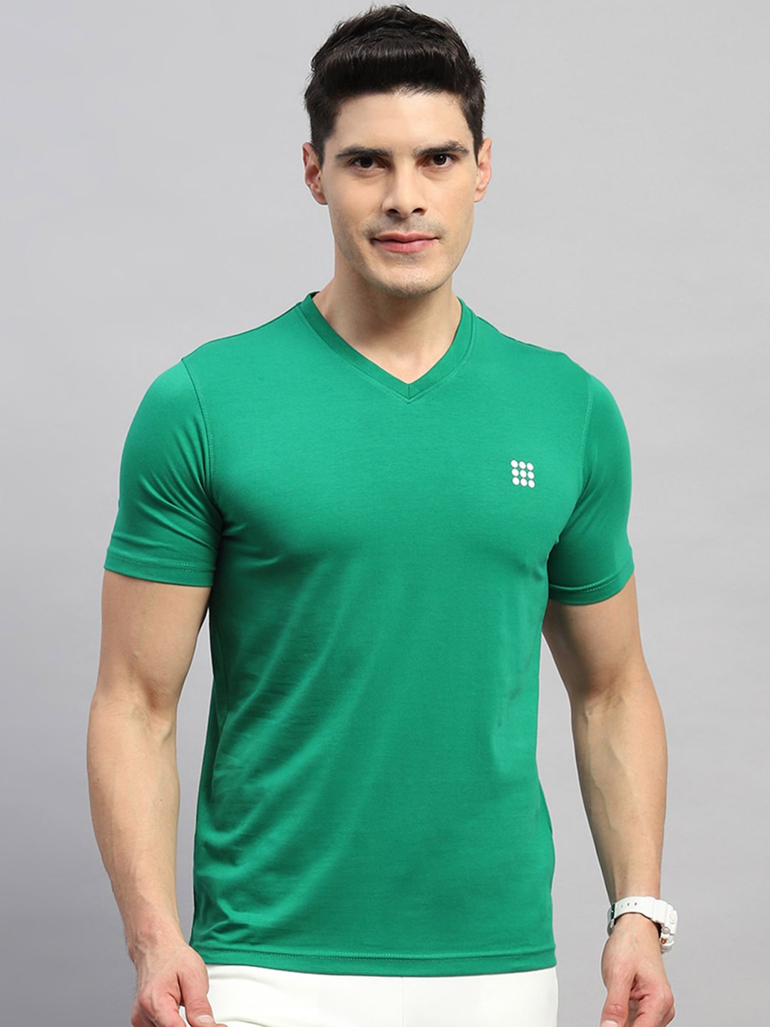 

rock.it Summar V-Neck Cotton T-Shirt, Green