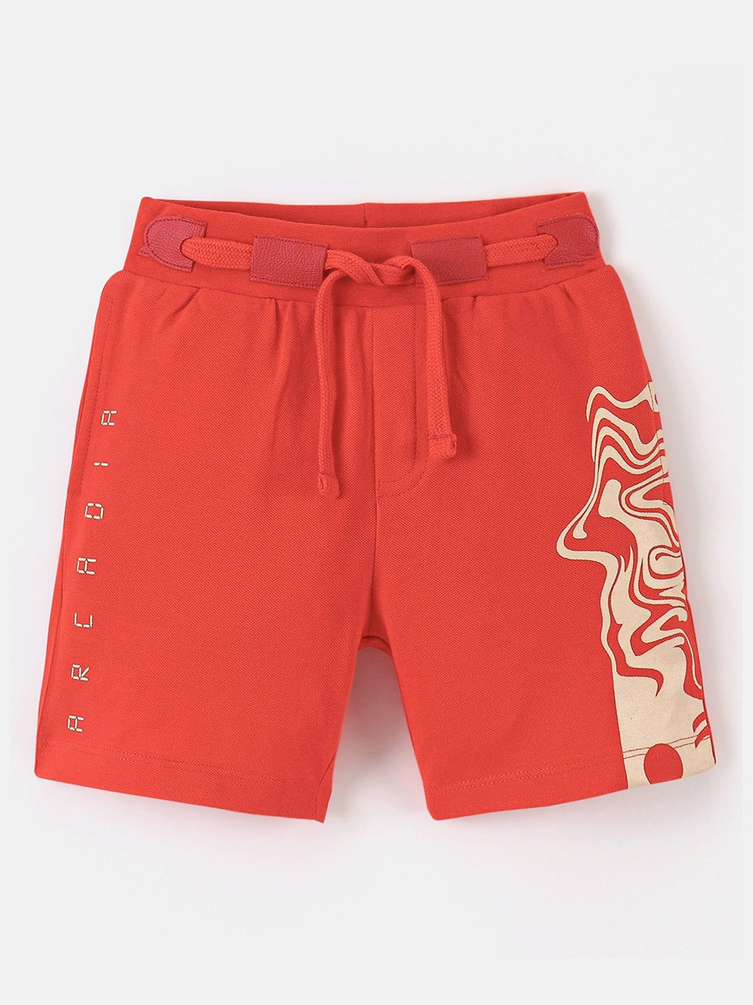

ARIAS By LARA DUTTA Boys Mid-Rise Abstract Printed Cotton Shorts, Red