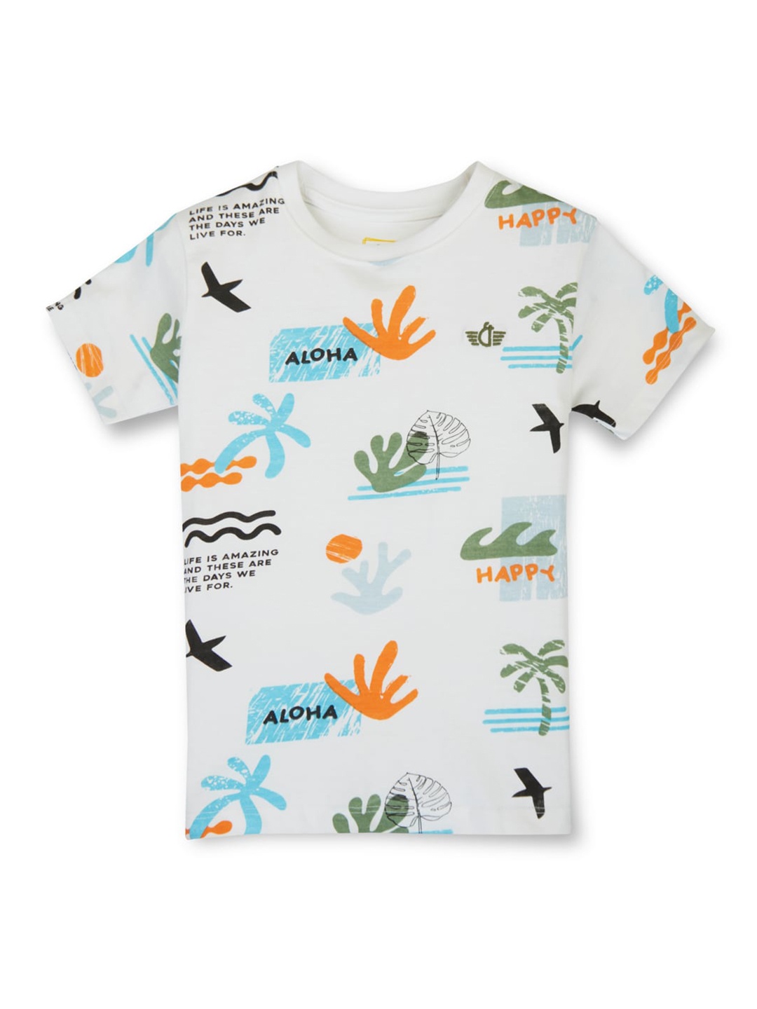 

Gini and Jony Boys Abstract Printed Half Sleeves Cotton T-shirt, White