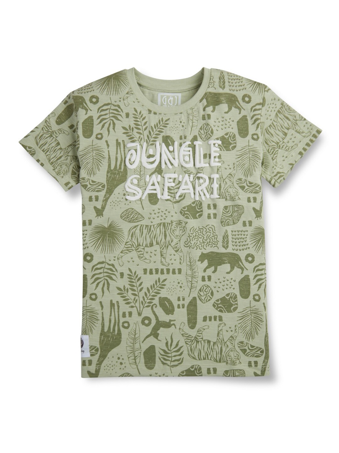 

Gini and Jony Boys Conversational Printed Round Neck Cotton T-shirt, Green