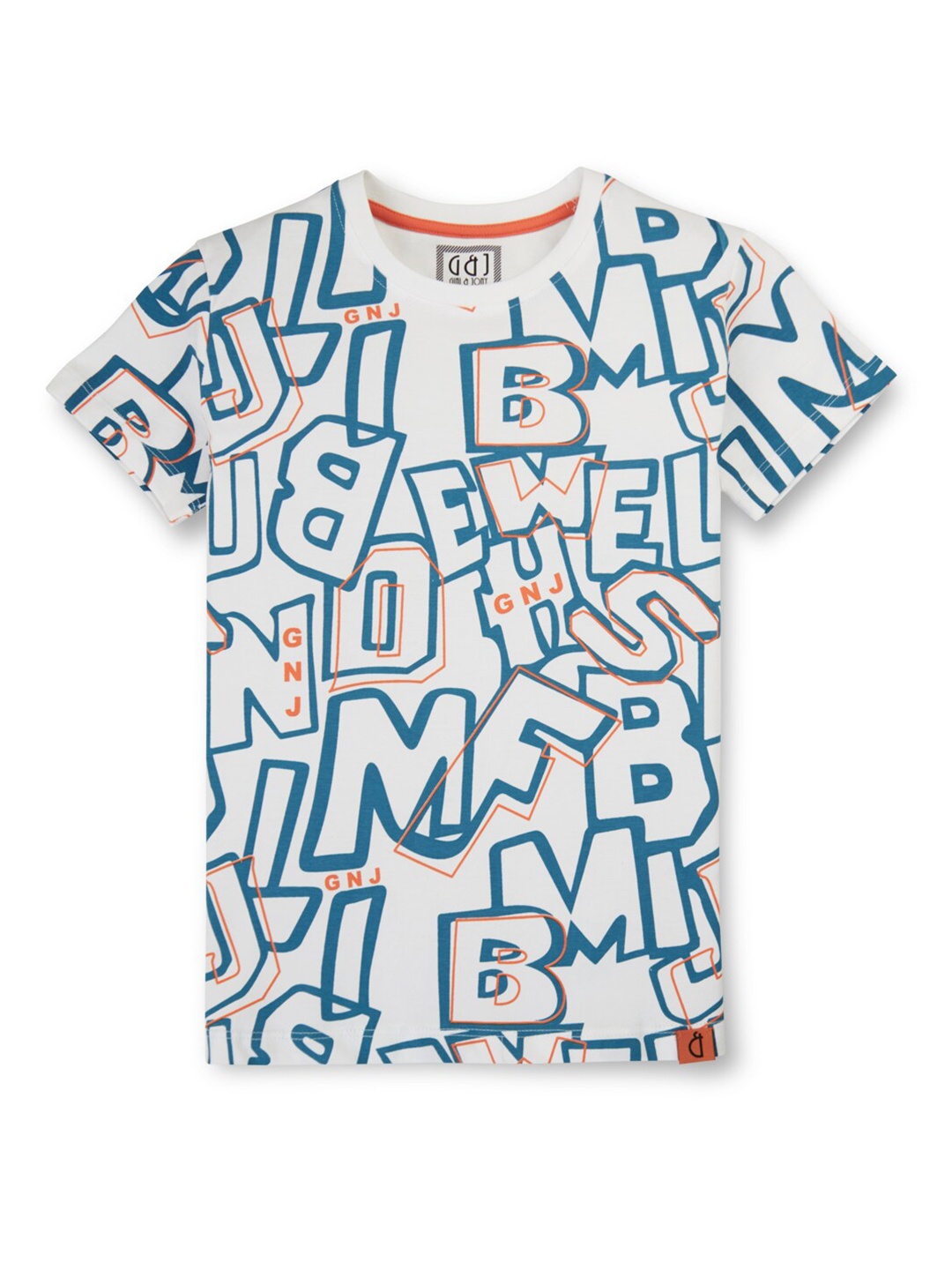 

Gini and Jony Boys Typography Printed Half Sleeves Cotton T-shirt, White