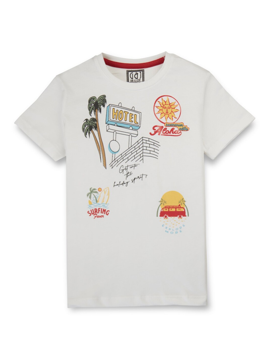 

Gini and Jony Boys Graphic Printed Half Sleeves Cotton T-shirt, White
