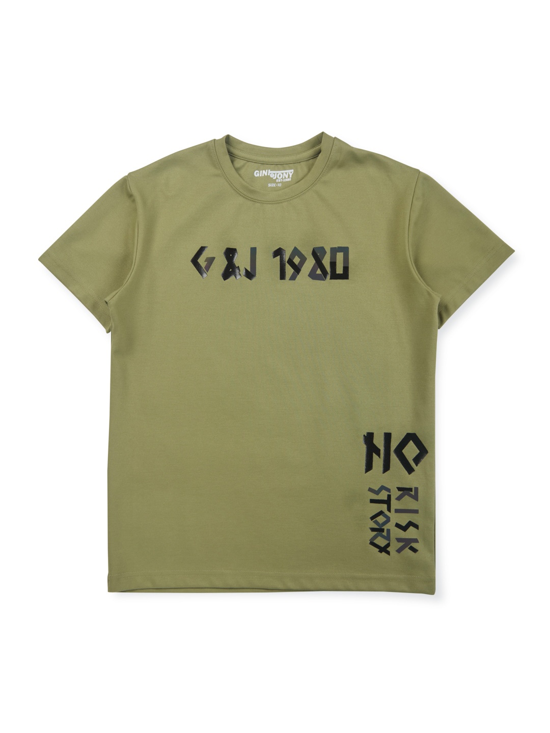 

Gini and Jony Boys Typography Printed Half Sleeves T-shirt, Green