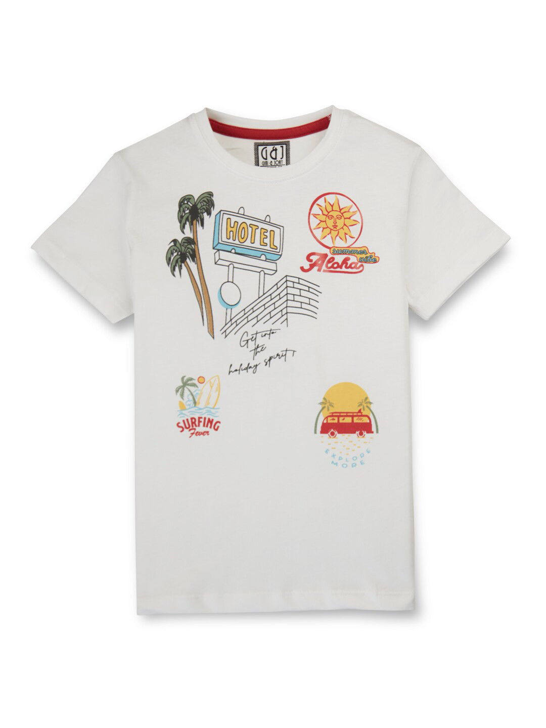 

Gini and Jony Boys Graphic Printed Half Sleeves Cotton T-shirt, White