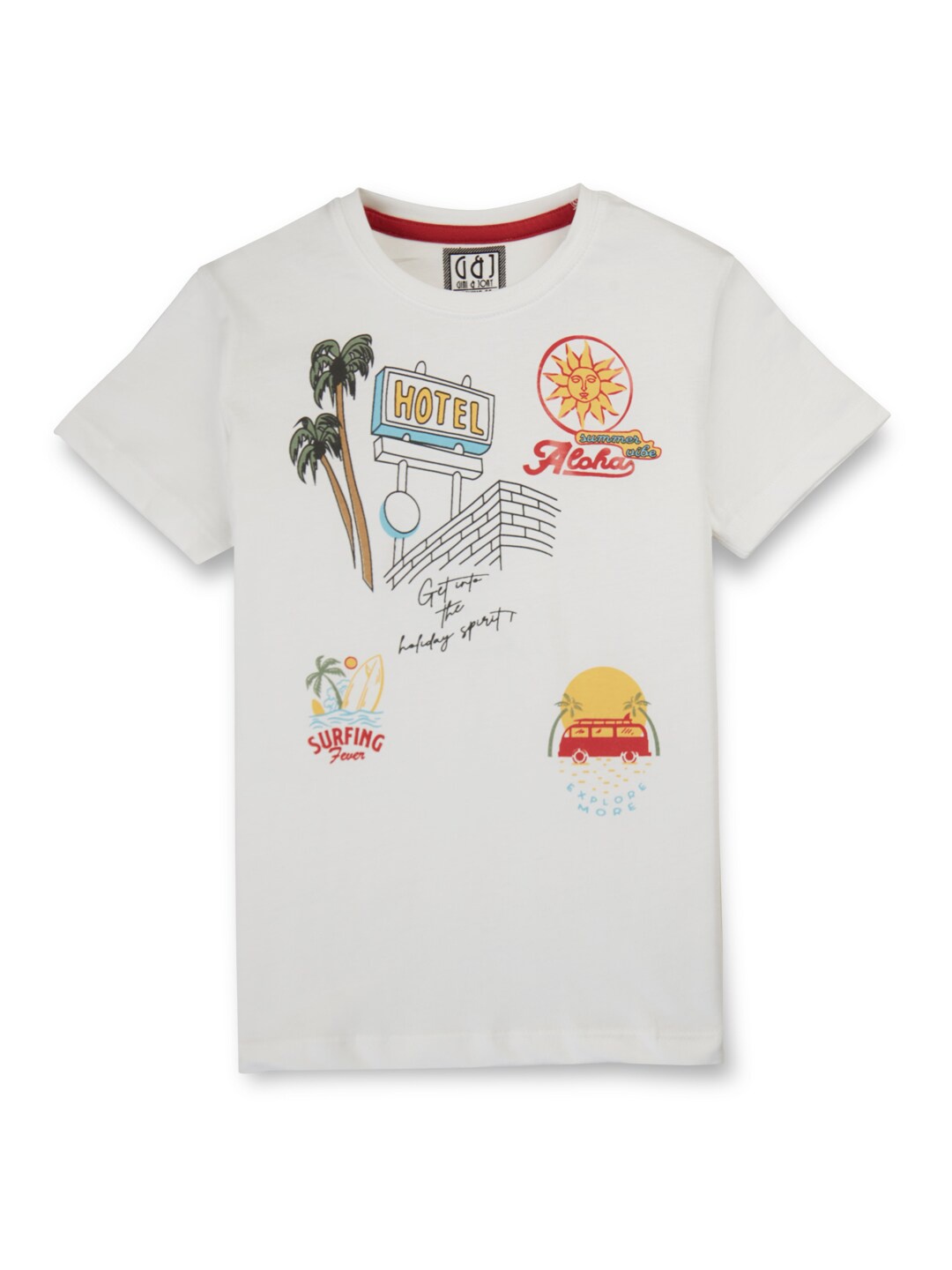 

Gini and Jony Boys Graphic Printed Round Neck Short Sleeves Cotton T-shirt, White