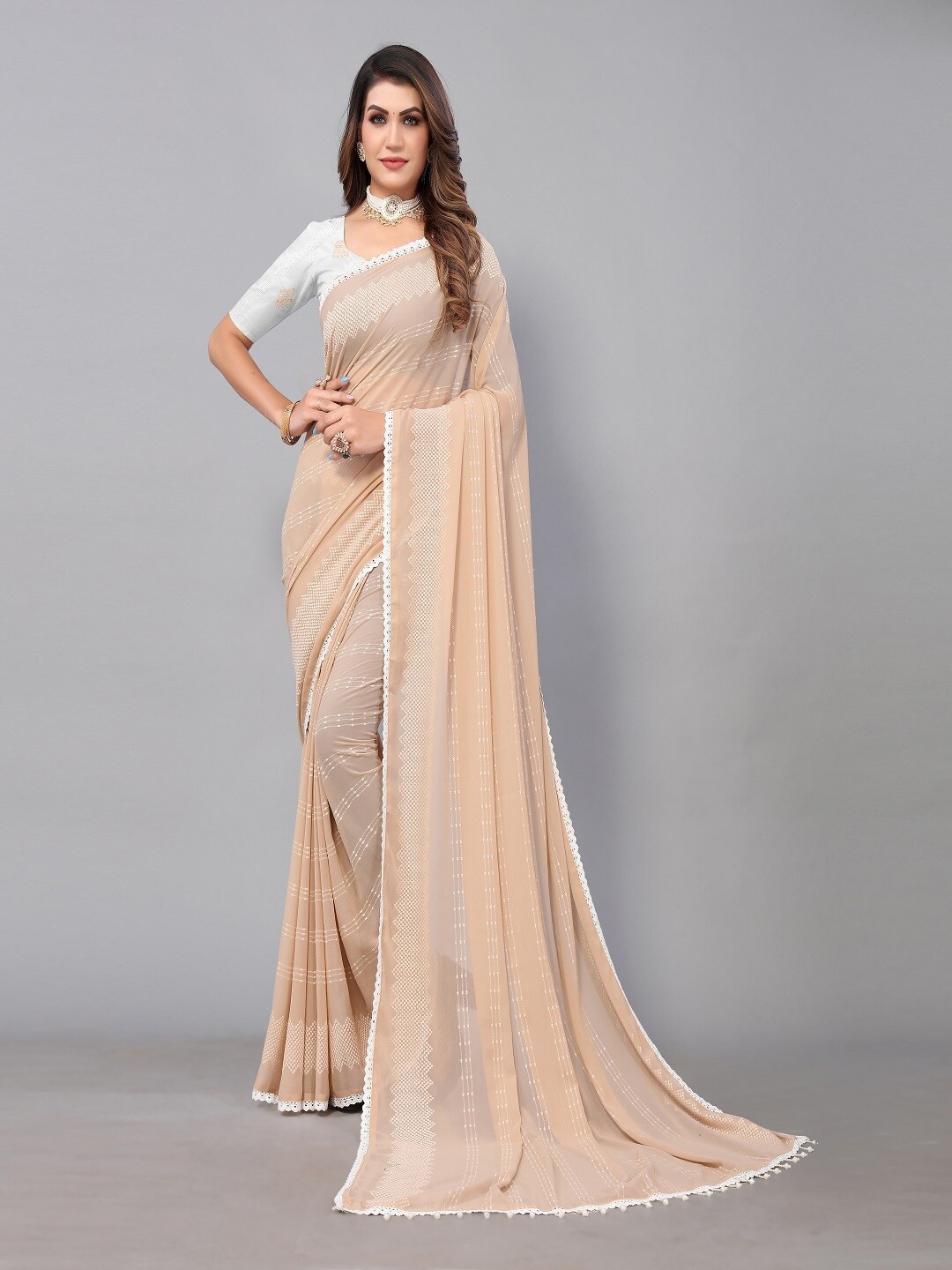 

Sunasi Embroidered Pure Georgette Saree, Beige