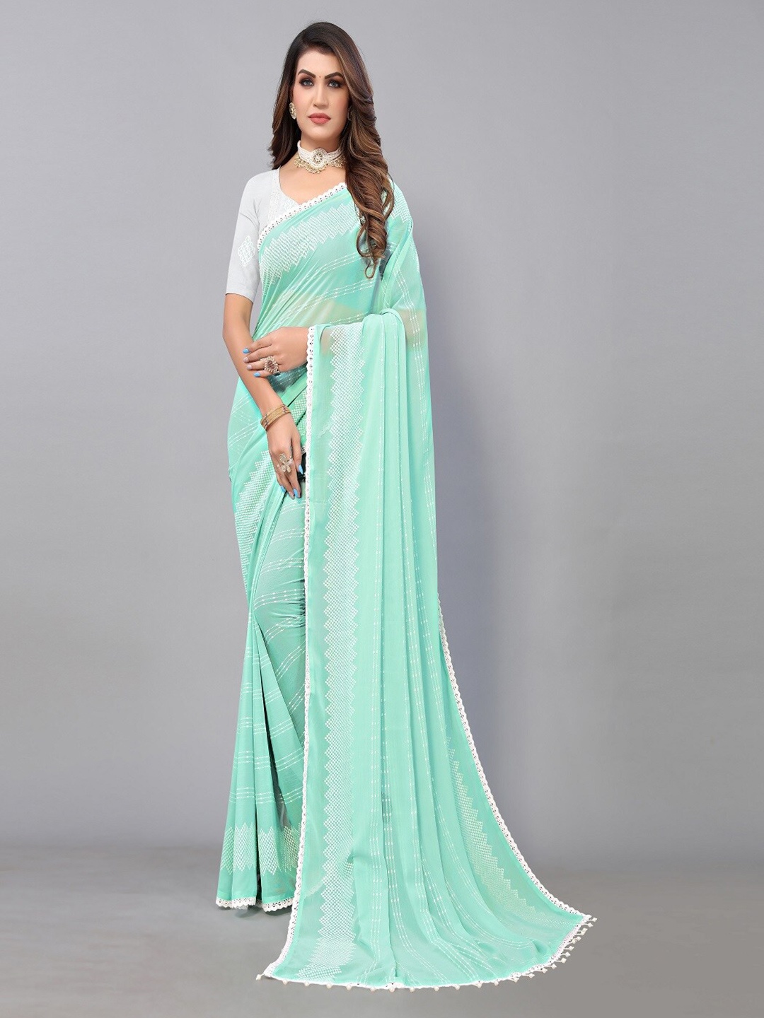 

Sunasi Embroidered Pure Georgette Saree, Blue