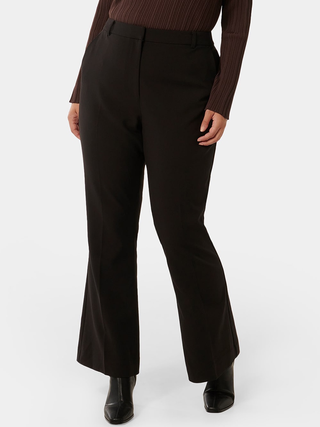 

Forever New Women Relaxed High-Rise Bootcut Trousers, Black