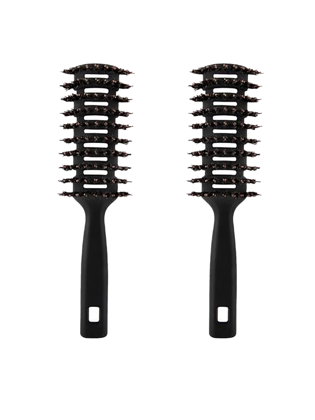 

Kuber Industries Set of 2 Flexible Bristles Vent Hair Brush for Quick Drying - Black