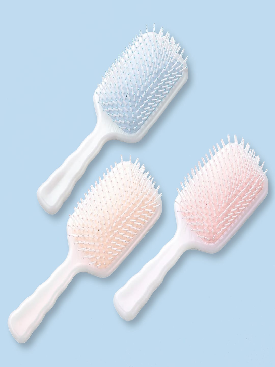 

Kuber Industries Set of 3 Flexible Bristles Paddle Hair Brush - White